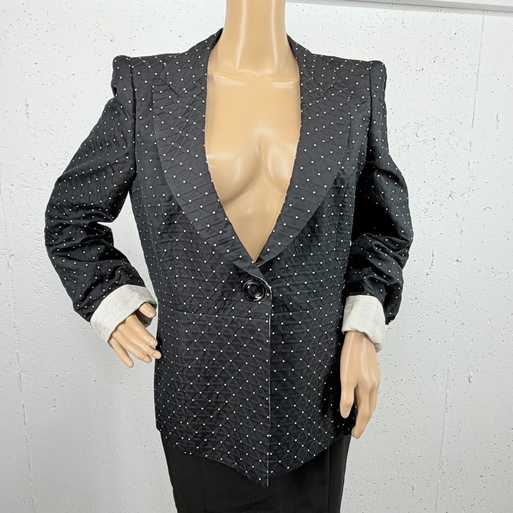 Vintage Armani Collezioni Women’s size 12 Black & White Polka Dot Silk Blazer